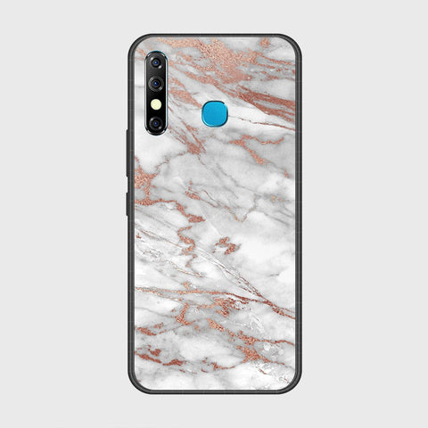 Infinix Hot 8Cover- White Marble Series 2 - HQ Ultra Shine Premium Infinity Glass Soft Silicon Borders Case