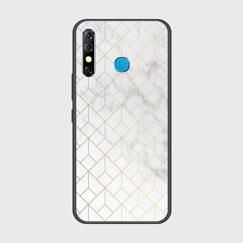 Infinix Hot 8 Cover- White Marble Series 2 - HQ Ultra Shine Premium Infinity Glass Soft Silicon Borders Case