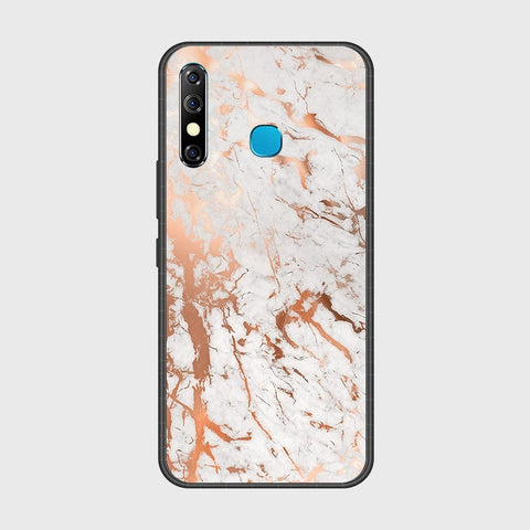 Infinix Hot 8 Cover- White Marble Series 2 - HQ Ultra Shine Premium Infinity Glass Soft Silicon Borders Case