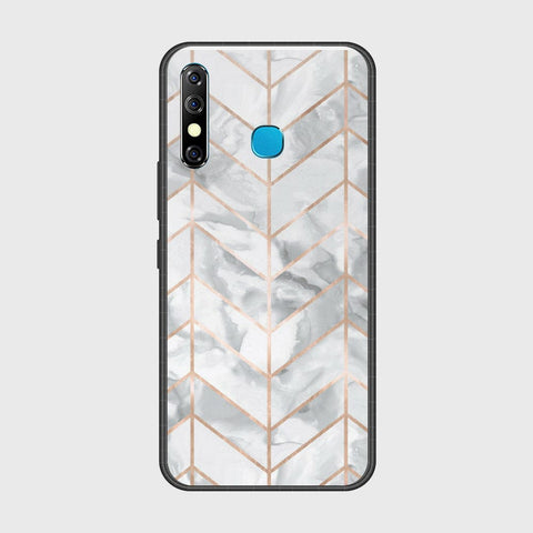 Infinix Hot 8 Cover- White Marble Series 2 - HQ Ultra Shine Premium Infinity Glass Soft Silicon Borders Case