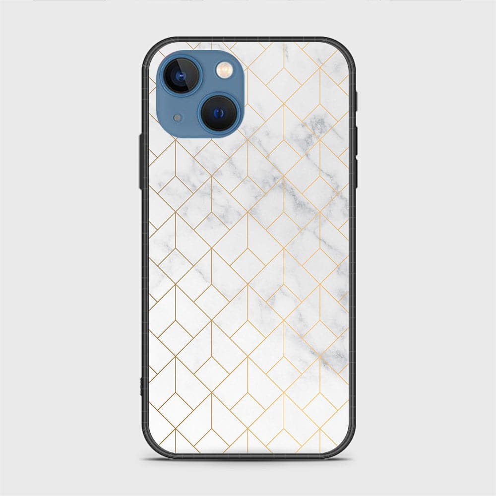 iPhone 13 Cover - White Marble Series 2 - HQ Ultra Shine Premium Infinity Glass Soft Silicon Borders Case