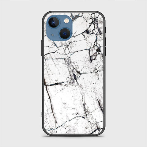 iPhone 13 Cover - White Marble Series 2 - HQ Ultra Shine Premium Infinity Glass Soft Silicon Borders Case