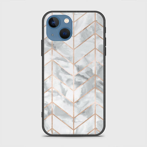 iPhone 13 Cover - White Marble Series 2 - HQ Ultra Shine Premium Infinity Glass Soft Silicon Borders Case