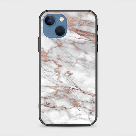 iPhone 13 Cover - White Marble Series 2 - HQ Ultra Shine Premium Infinity Glass Soft Silicon Borders Case