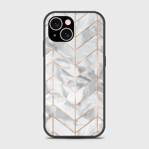 iPhone 15 Plus Cover- White Marble Series 2 - HQ Ultra Shine Premium Infinity Glass Soft Silicon Borders Case