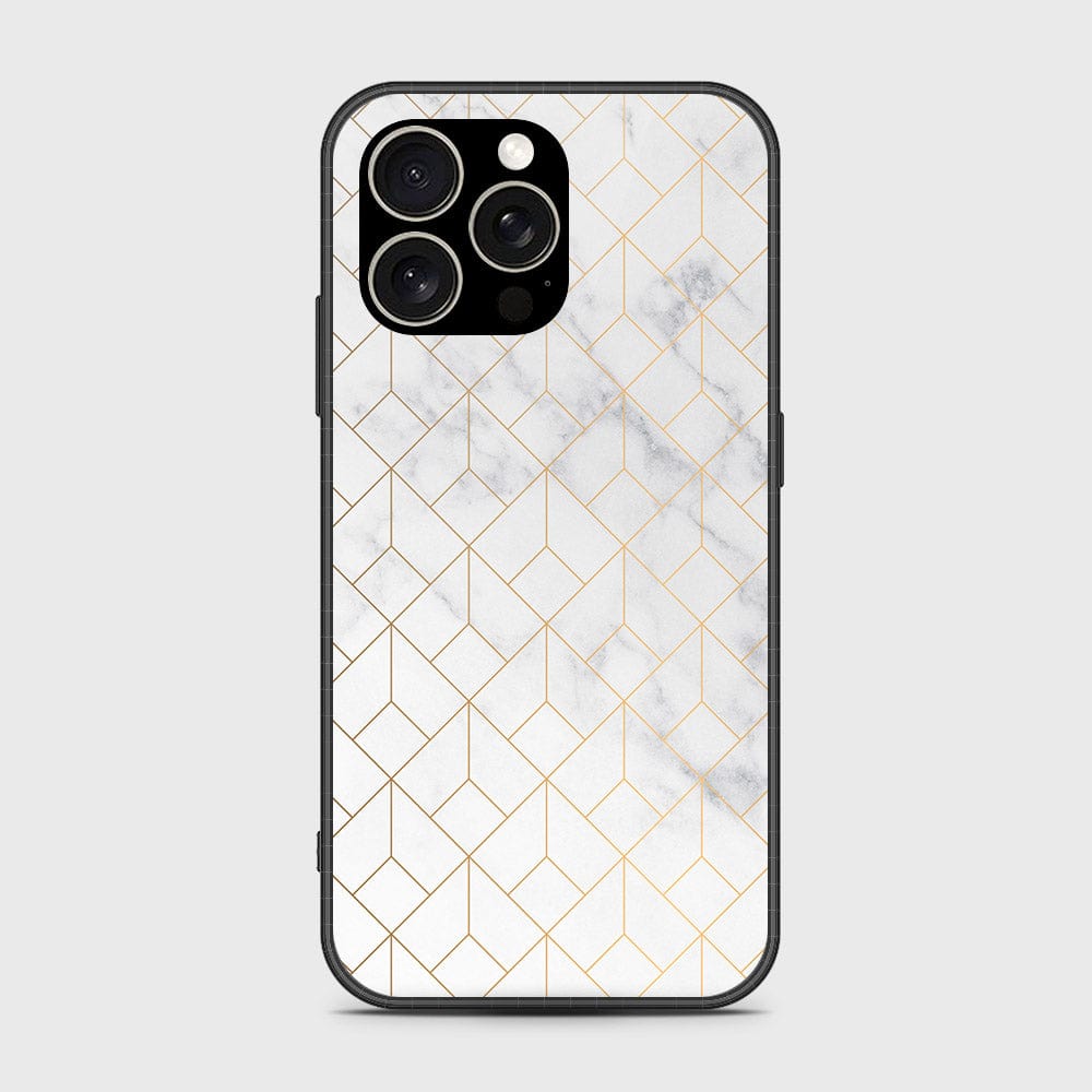 iPhone 15 Pro Max Cover- White Marble Series 2 - HQ Ultra Shine Premium Infinity Glass Soft Silicon Borders Case