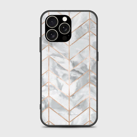 iPhone 15 Pro Cover- White Marble Series 2 - HQ Ultra Shine Premium Infinity Glass Soft Silicon Borders Case