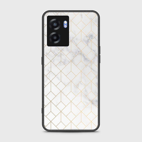 Oppo A56s Cover- White Marble Series 2 - HQ Ultra Shine Premium Infinity Glass Soft Silicon Borders Case