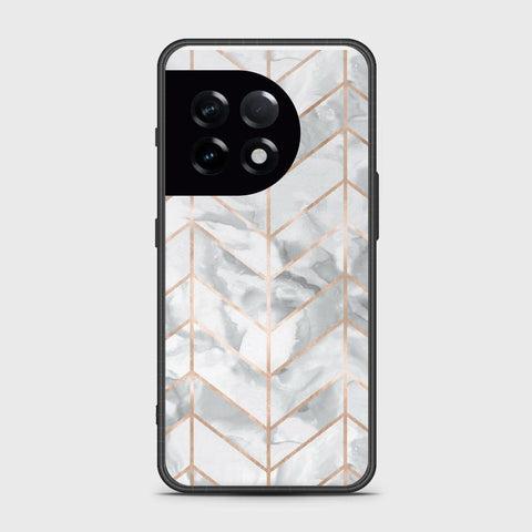 OnePlus 11Cover- White Marble Series 2 - HQ Ultra Shine Premium Infinity Glass Soft Silicon Borders Case