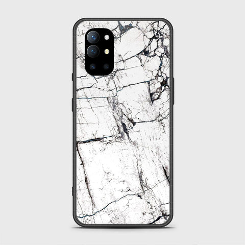 OnePlus 9R Cover - White Marble Series 2 - HQ Ultra Shine Premium Infinity Glass Soft Silicon Borders Case