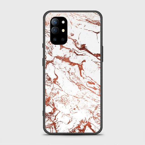 OnePlus 9R Cover - White Marble Series 2 - HQ Ultra Shine Premium Infinity Glass Soft Silicon Borders Case