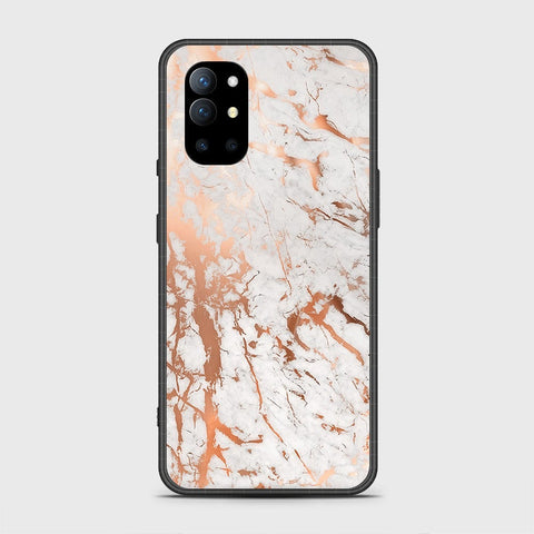 OnePlus 9R Cover - White Marble Series 2 - HQ Ultra Shine Premium Infinity Glass Soft Silicon Borders Case