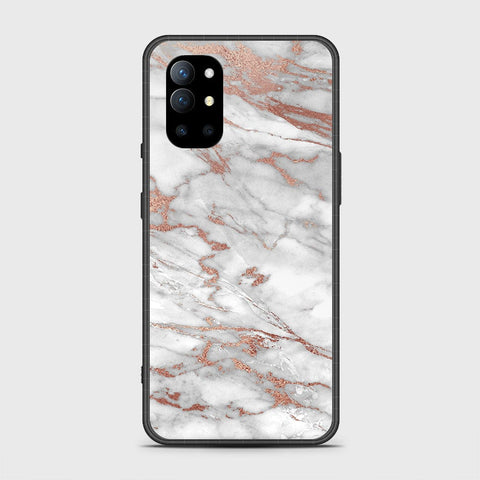 OnePlus 9R Cover - White Marble Series 2 - HQ Ultra Shine Premium Infinity Glass Soft Silicon Borders Case