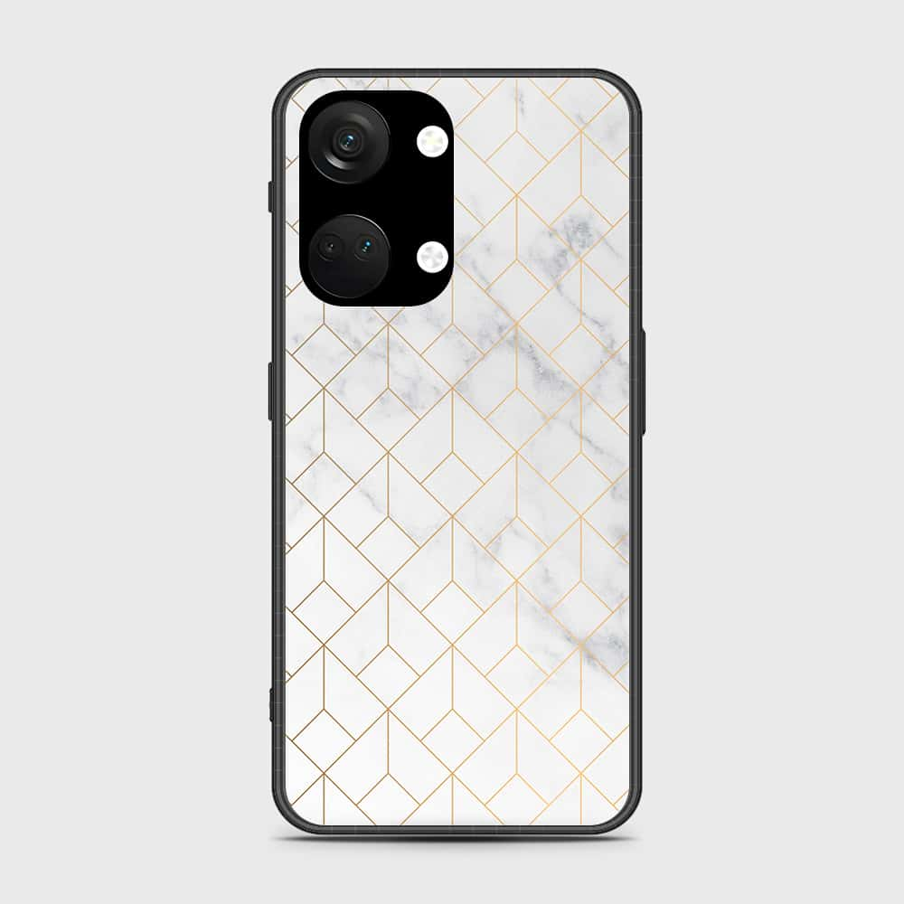 OnePlus Ace 2V Cover- White Marble Series 2 - HQ Ultra Shine Premium Infinity Glass Soft Silicon Borders Case