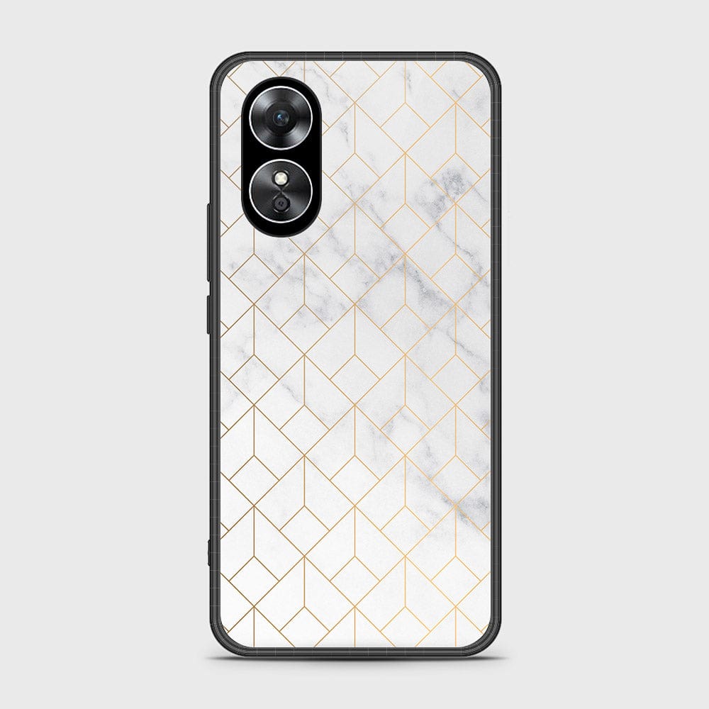Oppo A17k Cover- White Marble Series 2 - HQ Ultra Shine Premium Infinity Glass Soft Silicon Borders Case