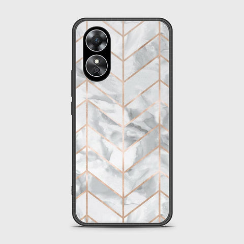 Oppo A17k Cover- White Marble Series 2 - HQ Ultra Shine Premium Infinity Glass Soft Silicon Borders Case