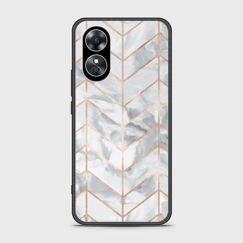 Oppo A17 Cover- White Marble Series 2 - HQ Ultra Shine Premium Infinity Glass Soft Silicon Borders Case