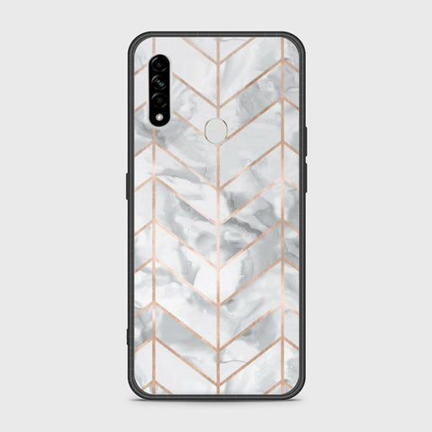 Oppo A31 Cover- White Marble Series 2 - HQ Ultra Shine Premium Infinity Glass Soft Silicon Borders Case