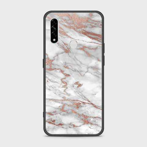 Oppo A31 Cover- White Marble Series 2 - HQ Ultra Shine Premium Infinity Glass Soft Silicon Borders Case