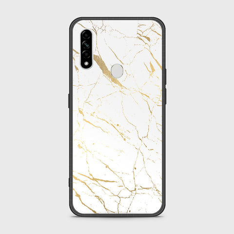 Oppo A31 Cover- White Marble Series 2 - HQ Ultra Shine Premium Infinity Glass Soft Silicon Borders Case