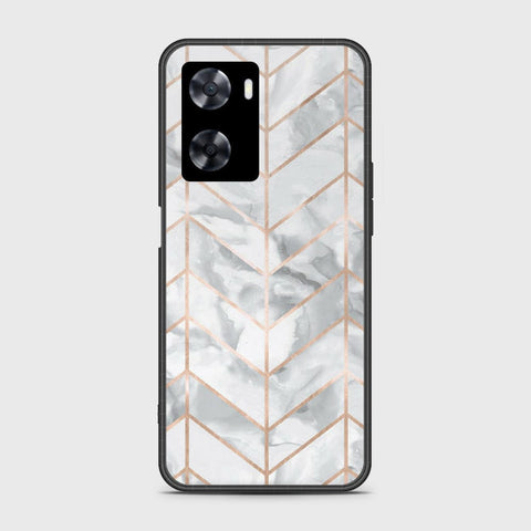 Oppo A77s Cover- White Marble Series 2 - HQ Ultra Shine Premium Infinity Glass Soft Silicon Borders Case