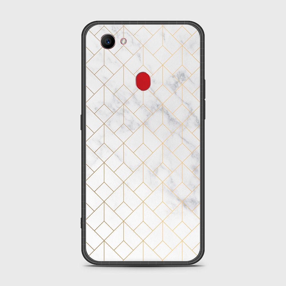 Oppo F7 Cover- White Marble Series 2 - HQ Ultra Shine Premium Infinity Glass Soft Silicon Borders Case