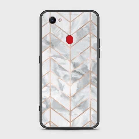 Oppo F7 Cover- White Marble Series 2 - HQ Ultra Shine Premium Infinity Glass Soft Silicon Borders Case