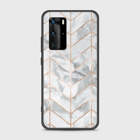 Huawei P40 Pro Cover- White Marble Series 2 - HQ Ultra Shine Premium Infinity Glass Soft Silicon Borders Case