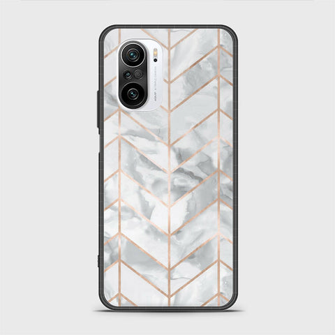 Xiaomi Redmi K40 Cover - White Marble Series 2 - HQ Ultra Shine Premium Infinity Glass Soft Silicon Borders Case