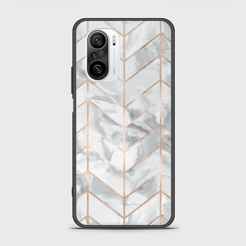 Xiaomi Poco F3 Cover - White Marble Series 2 - HQ Ultra Shine Premium Infinity Glass Soft Silicon Borders Case