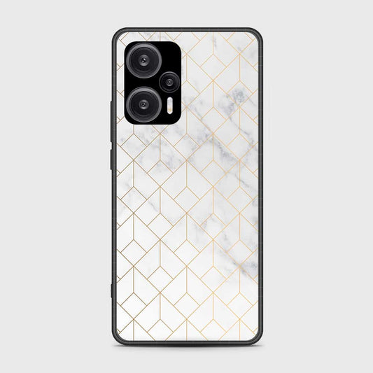 Xiaomi Poco F5  Cover- White Marble Series 2 - HQ Ultra Shine Premium Infinity Glass Soft Silicon Borders Case