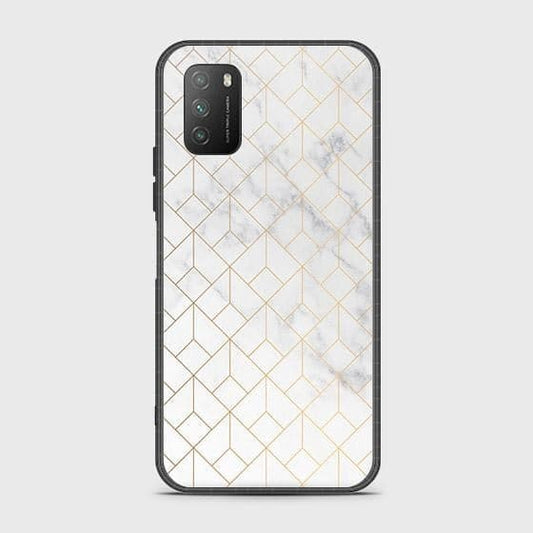 Xiaomi Poco M3 Cover - White Marble Series 2 - HQ Ultra Shine Premium Infinity Glass Soft Silicon Borders Case