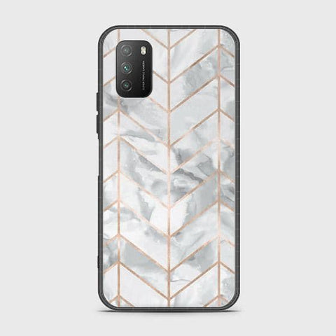 Xiaomi Redmi 9T Cover - White Marble Series 2 - HQ Ultra Shine Premium Infinity Glass Soft Silicon Borders Case