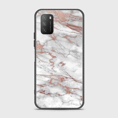 Xiaomi Redmi 9T Cover - White Marble Series 2 - HQ Ultra Shine Premium Infinity Glass Soft Silicon Borders Case