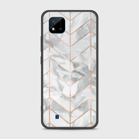 Realme C20 Cover- White Marble Series 2 - HQ Ultra Shine Premium Infinity Glass Soft Silicon Borders Case