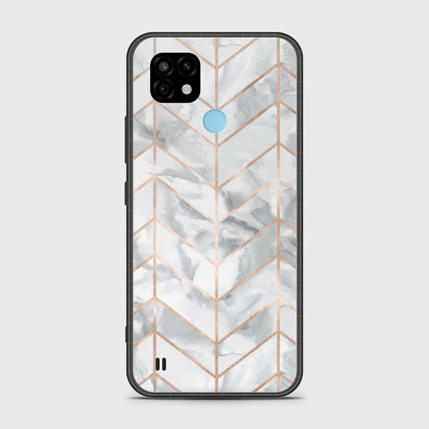 Realme C21 Cover- White Marble Series 2 - HQ Ultra Shine Premium Infinity Glass Soft Silicon Borders Case