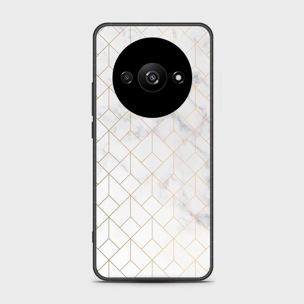 Xiaomi Redmi A3 Cover- White Marble Series 2 - HQ Ultra Shine Premium Infinity Glass Soft Silicon Borders Case