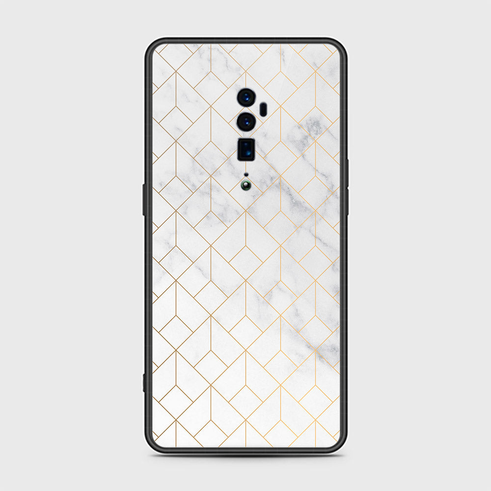 Oppo Reno 10x Zoom Cover- White Marble Series 2 - HQ Ultra Shine Premium Infinity Glass Soft Silicon Borders Case