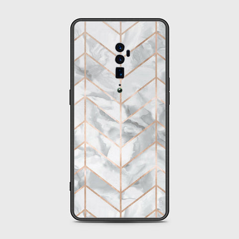 Oppo Reno 10x Zoom Cover- White Marble Series 2 - HQ Ultra Shine Premium Infinity Glass Soft Silicon Borders Case