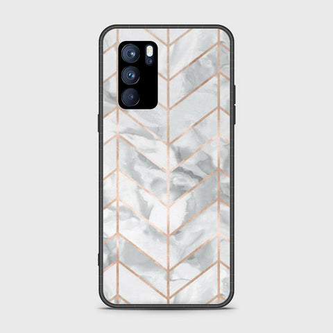 Oppo Reno 6 Pro 5G Cover - White Marble Series 2 - HQ Ultra Shine Premium Infinity Glass Soft Silicon Borders Case