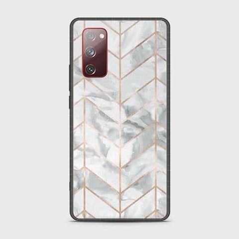 Samsung Galaxy S20 FE Cover - White Marble Series 2 - HQ Ultra Shine Premium Infinity Glass Soft Silicon Borders Case