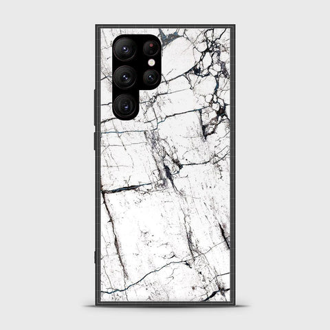 Samsung Galaxy S23 Ultra 5G Cover- White Marble Series 2 - HQ Ultra Shine Premium Infinity Glass Soft Silicon Borders Case