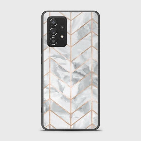 Samsung Galaxy A52 Cover - White Marble Series 2 - HQ Ultra Shine Premium Infinity Glass Soft Silicon Borders Case