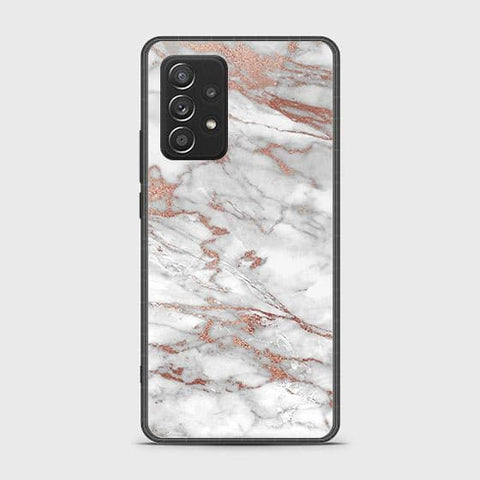 Samsung Galaxy A52 Cover - White Marble Series 2 - HQ Ultra Shine Premium Infinity Glass Soft Silicon Borders Case