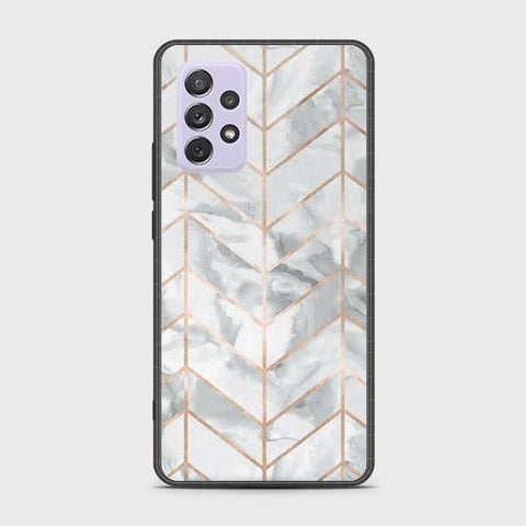 Samsung Galaxy A72 Cover - White Marble Series 2 - HQ Ultra Shine Premium Infinity Glass Soft Silicon Borders Case