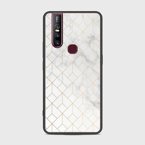 Vivo V15 Cover - White Marble Series 2 - HQ Ultra Shine Premium Infinity Glass Soft Silicon Borders Case