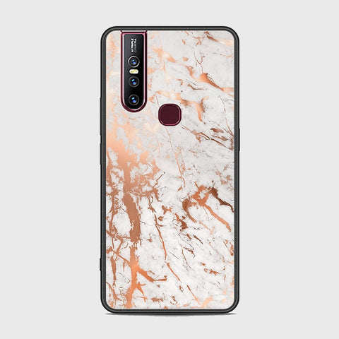 Vivo V15 Cover - White Marble Series 2 - HQ Ultra Shine Premium Infinity Glass Soft Silicon Borders Case