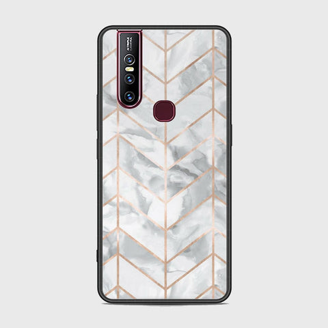 Vivo V15 Cover - White Marble Series 2 - HQ Ultra Shine Premium Infinity Glass Soft Silicon Borders Case