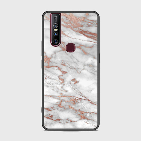 Vivo V15 Cover - White Marble Series 2 - HQ Ultra Shine Premium Infinity Glass Soft Silicon Borders Case