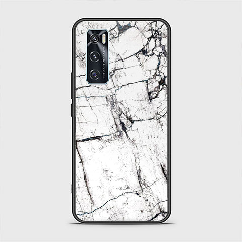 Vivo V20 SE Cover - White Marble Series 2 - HQ Ultra Shine Premium Infinity Glass Soft Silicon Borders Case